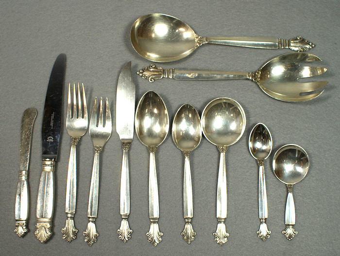 Appraisal: pcs Georg Jensen Denmark sterling flatware pcs Acorn c o