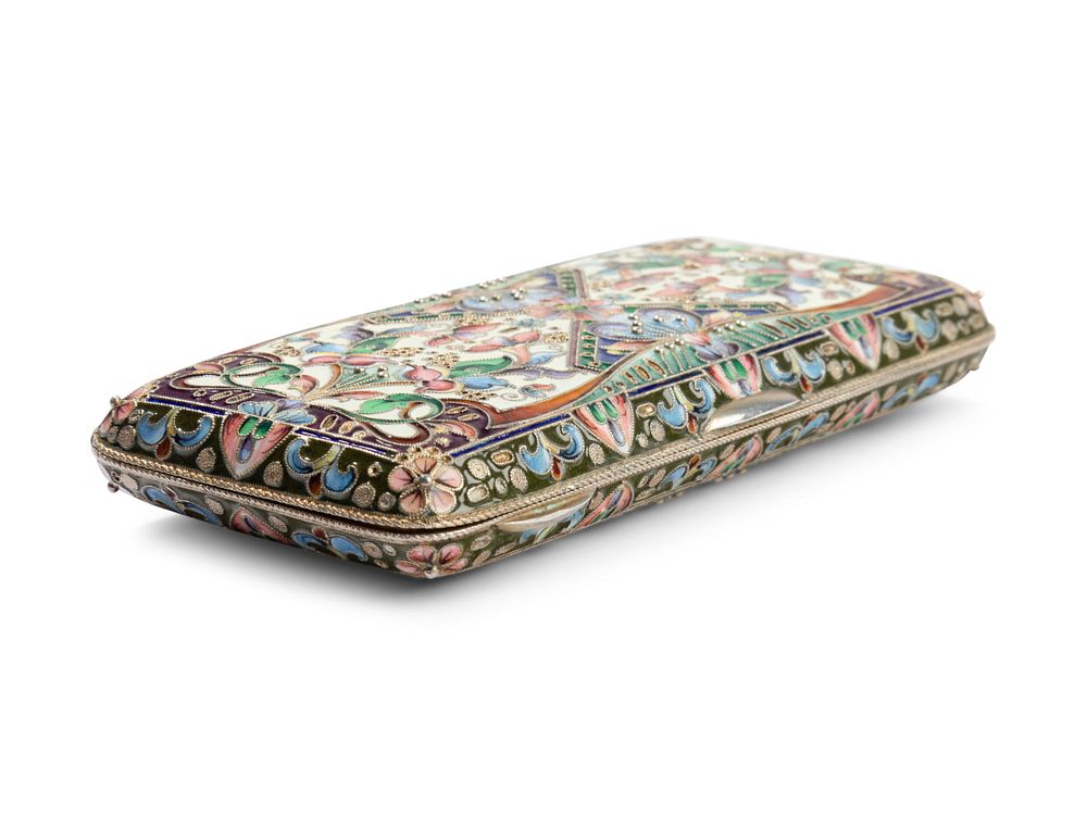 Appraisal: A Russian Shaded Enamel Silver Cigarette Case A Russian Shaded