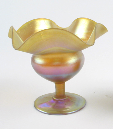 Appraisal: TIFFANY ART GLASS COMPOTE The pale gold iridescent field having