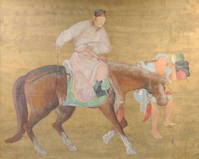 Appraisal: CHINESE SCHOOL TH CENTURY A PAINTING Man on Horse CHINESE