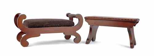 Appraisal: Two mahogany footstools late th c h w and h