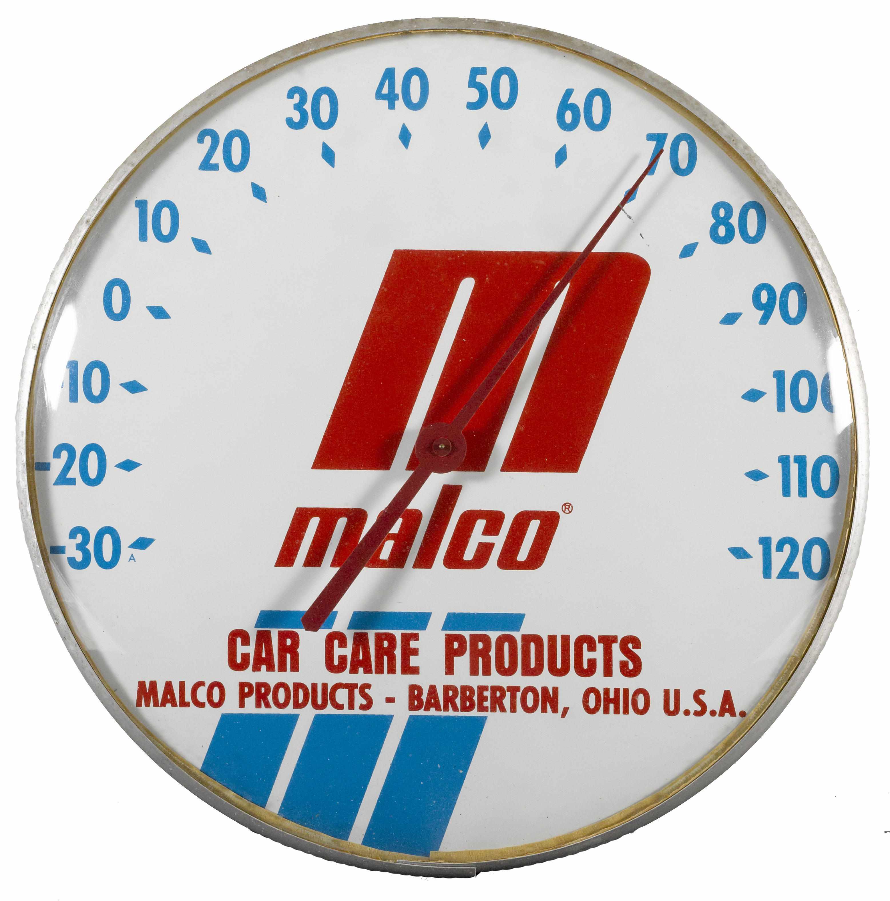 Appraisal: A Malco Car Care Products Thermometer circa s multi-colored painted