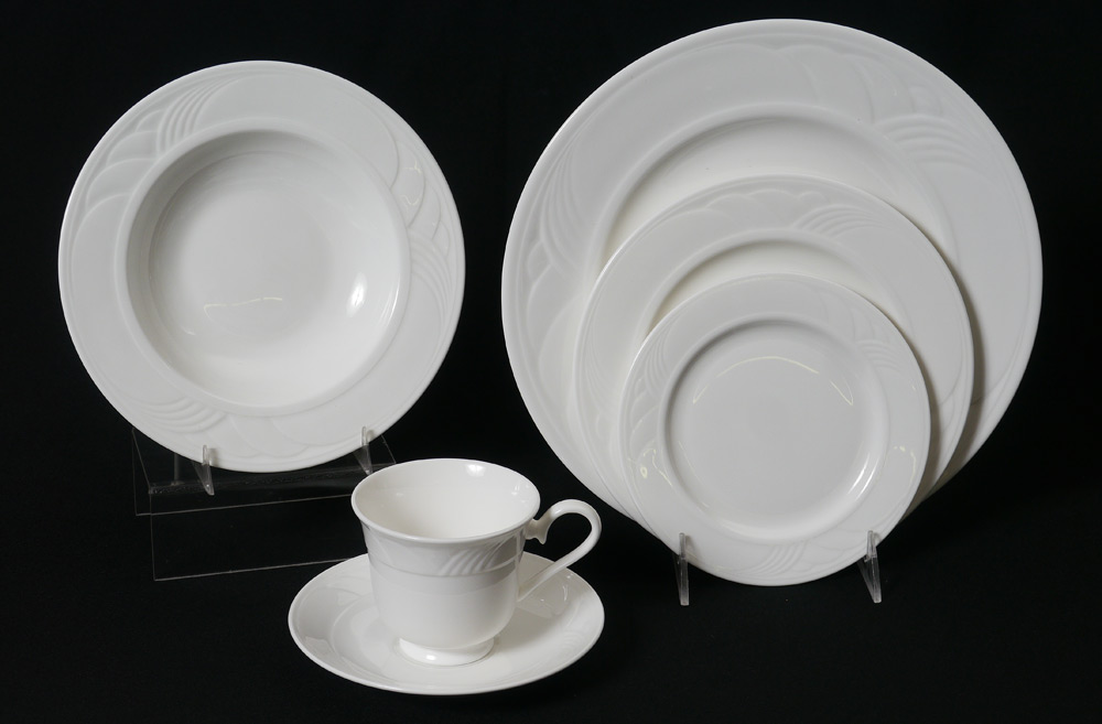 Appraisal: LENOX FINE CHINA IN THE ALL WHITE SNOWDRIFT PATTERN pieces