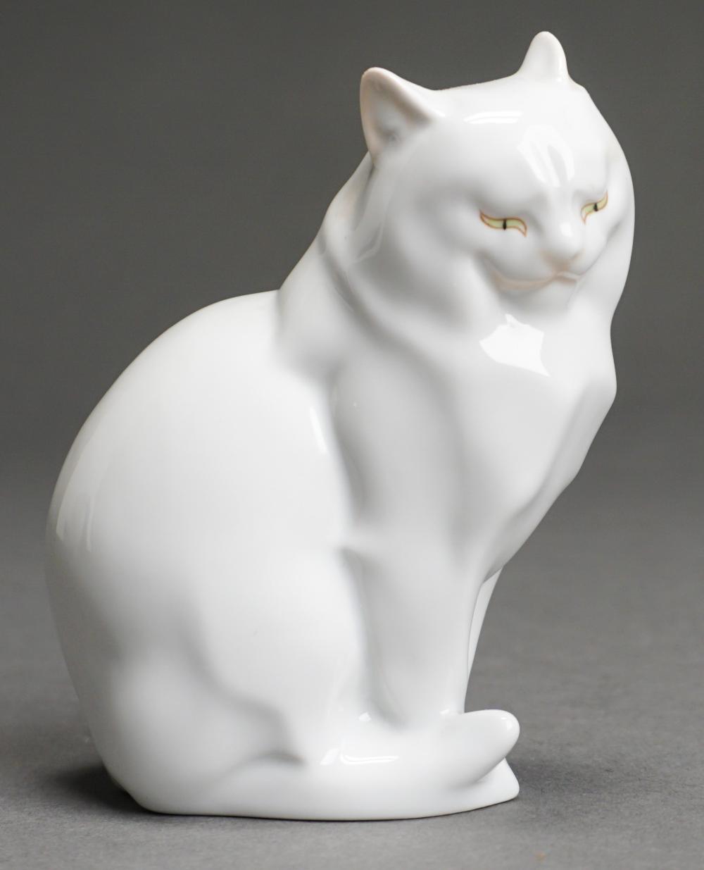 Appraisal: Herend White Porcelain Figure of a Cat Height in cm