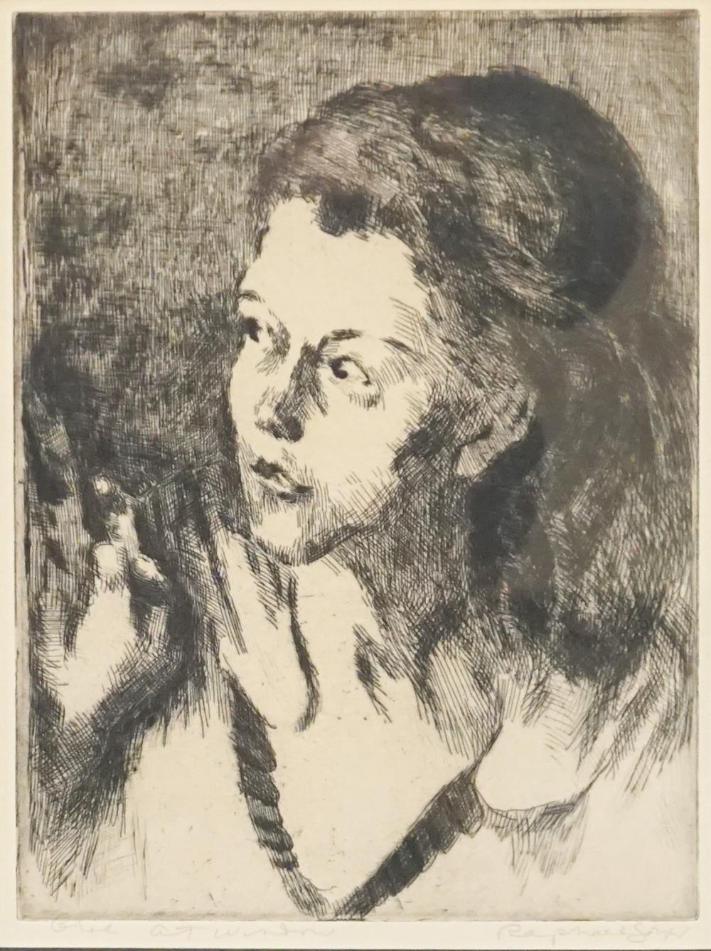 Appraisal: Raphael Soyer American - Girl at Doorway Etching Published by