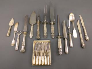 Appraisal: Sterling silver carving set Grouping of sterling silver carving sets