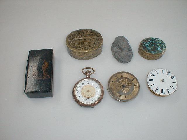 Appraisal: Watch parts snuff boxes etc