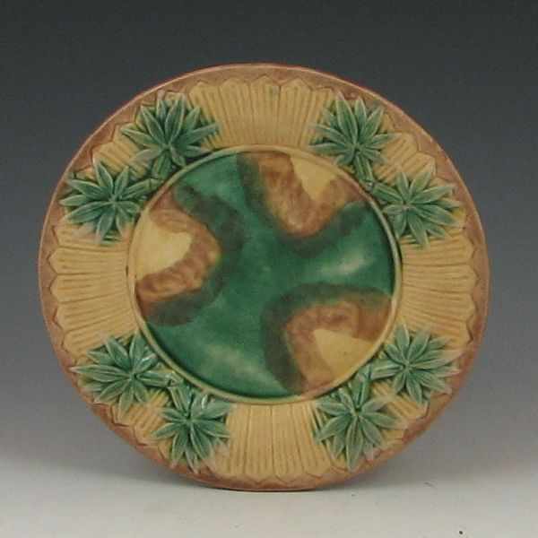 Appraisal: Majolica Etruscan Bamboo Plate marked Etruscan Majolica with GSH monogram