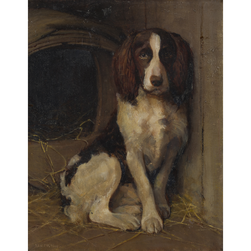 Appraisal: SAM FULTON SCOTTISH - IN KENNELS Signed oil on canvas