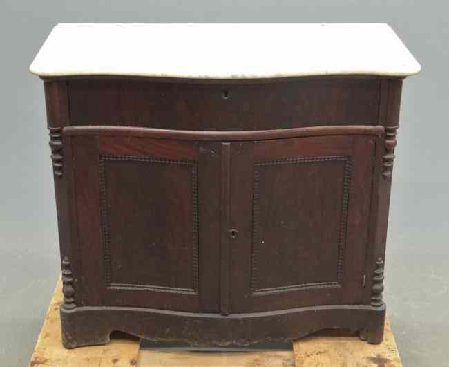 Appraisal: th c marble top single drawer two door cabinet one