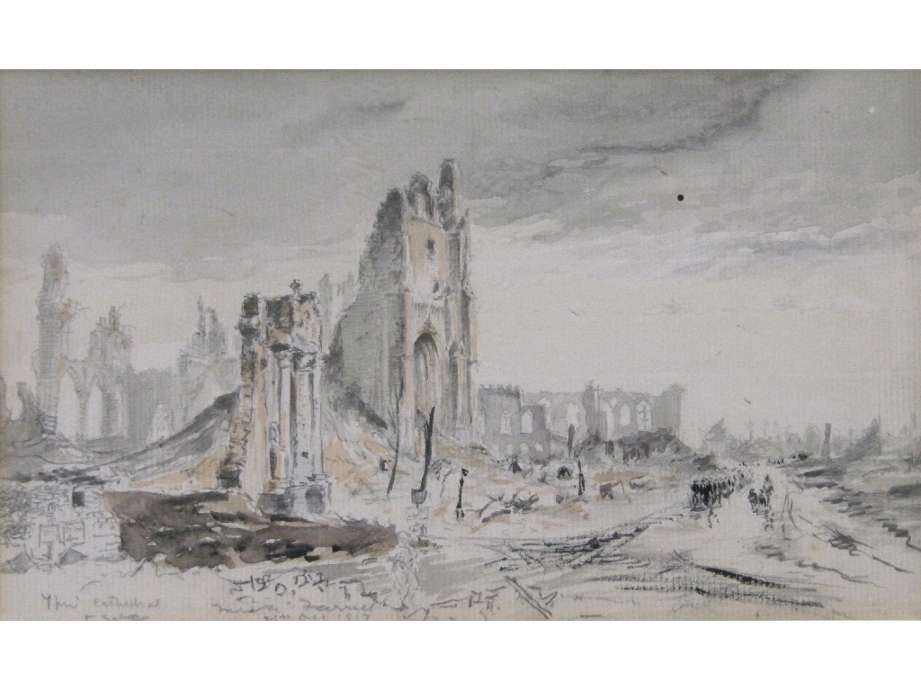 Appraisal: FREDERICK A FARRELL Watercolour 'Ypres Cathedral' signed and entitled and