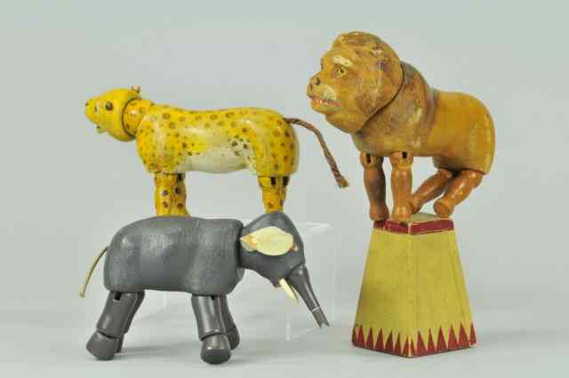 Appraisal: SCHOENHUT LION LEPOARD AND ELEPHANT Charming jungle animals Lepoard has