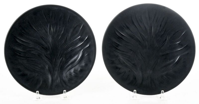 Appraisal: Two Black Lalique Algues Noir Glass Plates French th century