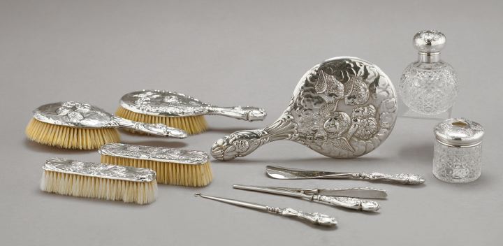 Appraisal: Good George V Assembled Ten-Piece Sterling Silver Dresser Service Birmingham