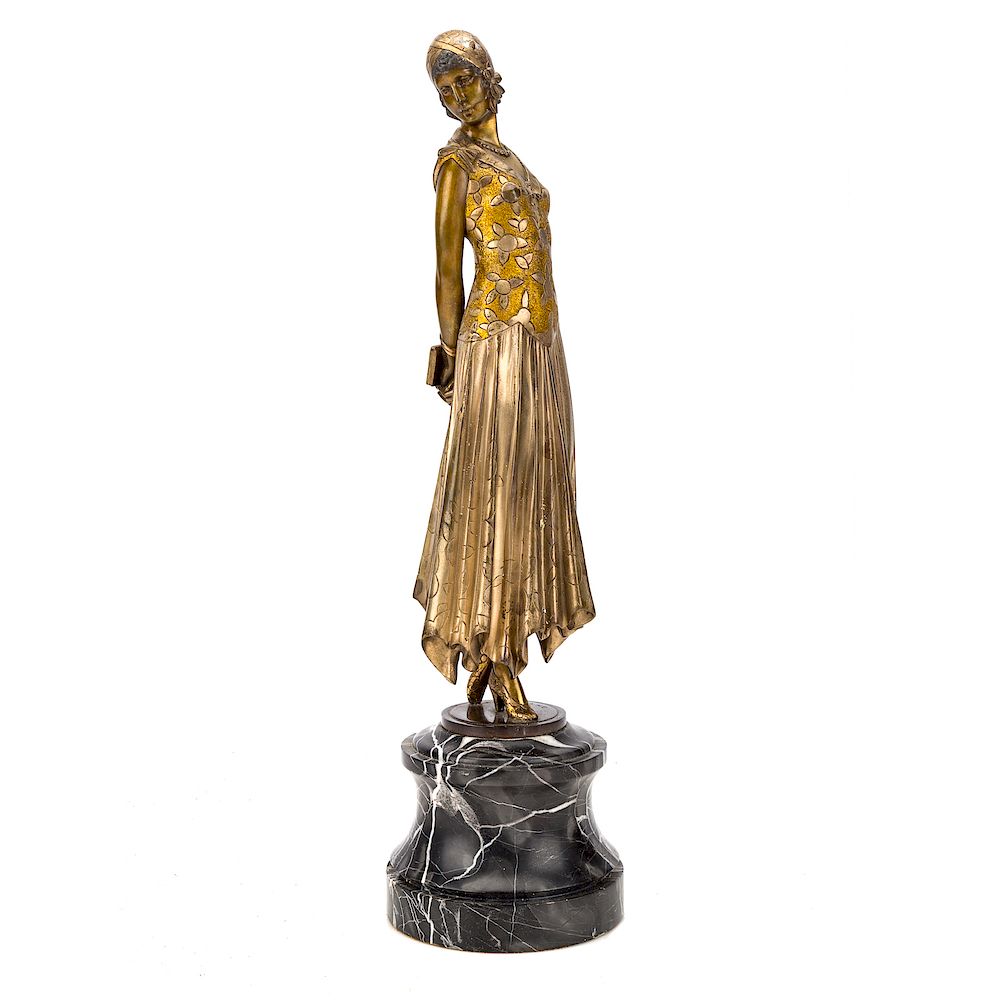 Appraisal: After Demetre Chiparus Book Woman bronze Art Deco polished and