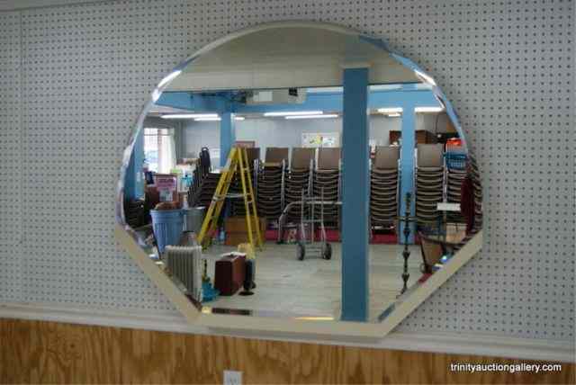 Appraisal: Large Mid Century Modern Fan Shaped Wall MirrorThis is a