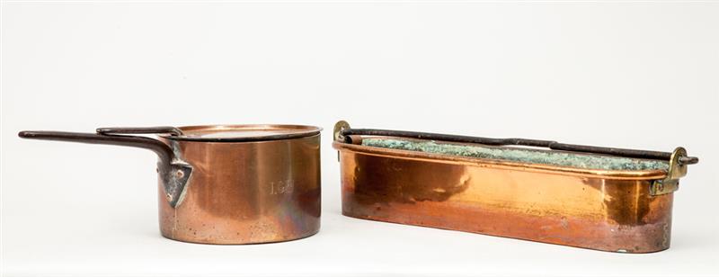 Appraisal: English Copper Fish Pan and a Monogrammed Sauce Pan and