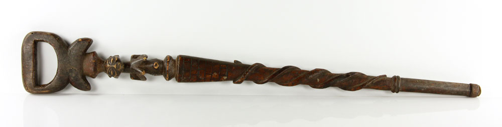 Appraisal: - Carved African Staff Carved African staff with figural female