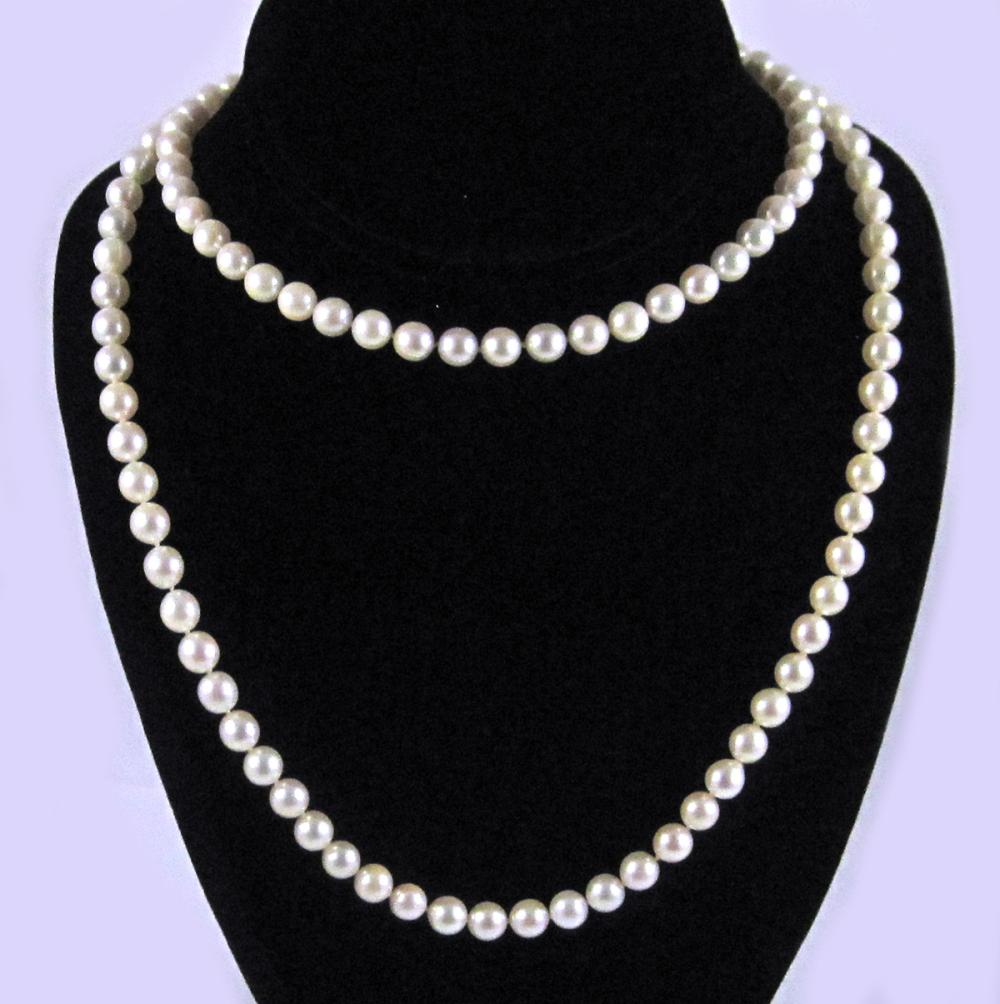 Appraisal: OPERA LENGTH PEARL STRAND NECKLACE having well matched cultured pearls