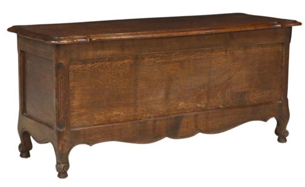 Appraisal: French Provincial Louis XV style oak trunk storage chest th