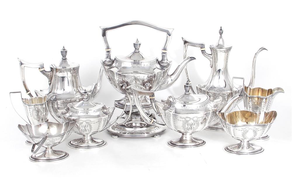 Appraisal: Gorham sterling nine-piece tea and coffee service circa retailed by