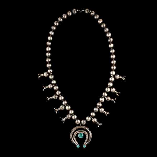 Appraisal: Navajo Squash Blossom Necklace Collected by Virginia Doneghy - single