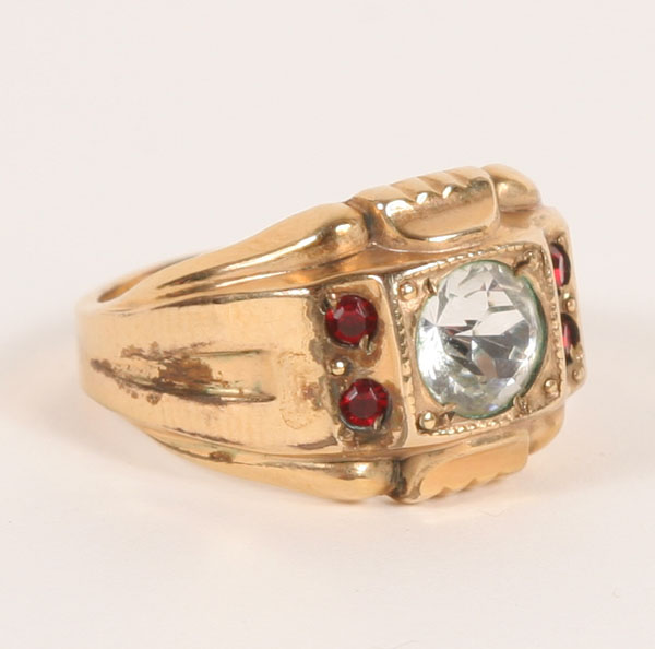 Appraisal: Art Deco gold K men's ring with clear stone and