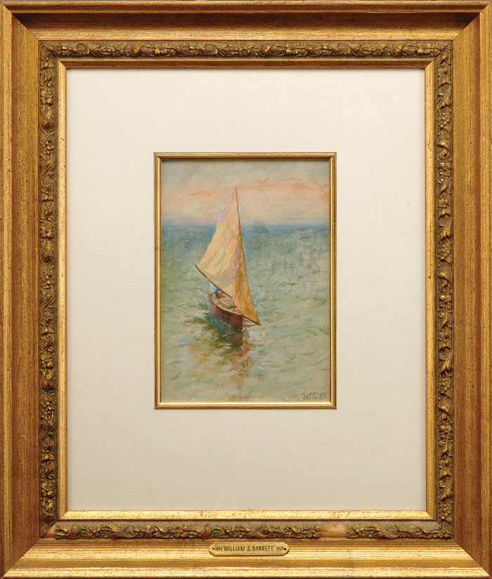 Appraisal: WILLIAM S BARRETT AMERICAN - A BERMUDIAN-TYPE SAILBOAT Watercolor on