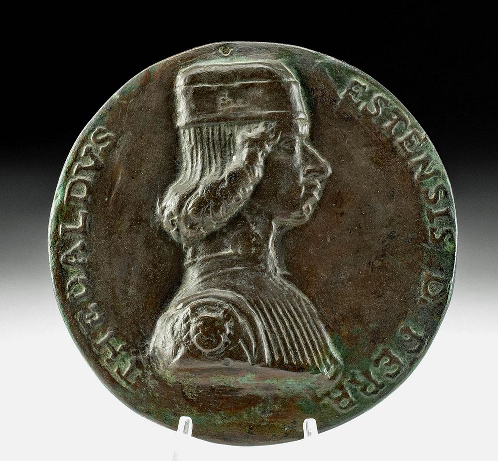 Appraisal: th C Italian Bronze Portrait Medal Tedaldo Estensi Europe Italy