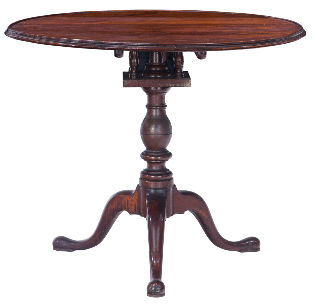 Appraisal: A QUEEN ANNE STYLE MAHOGANY BIRDCAGE TILT TOP TEA TABLE