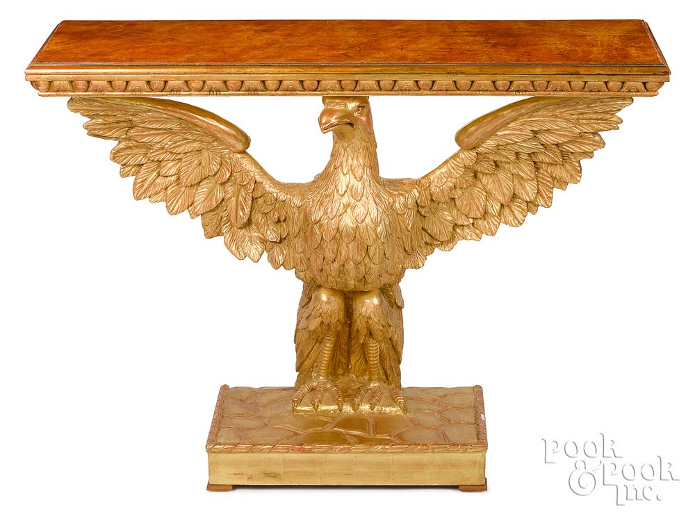 Appraisal: Giltwood eagle pier table th c Giltwood eagle pier table