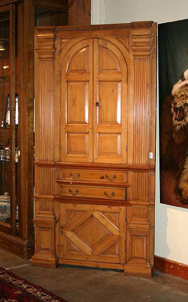 Appraisal: A George III pine corner cabinet height ft in width