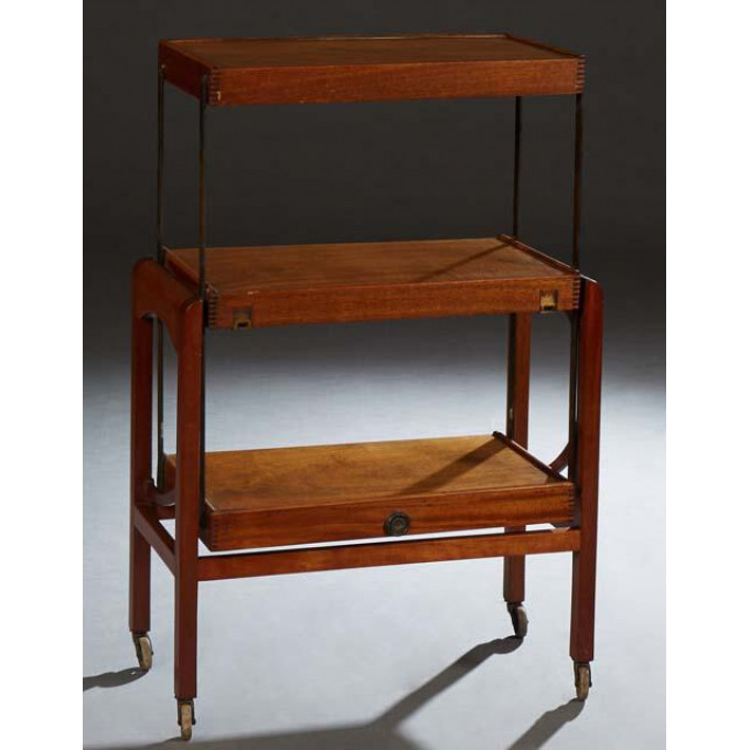 Appraisal: Unusual Mid-Century Modern Carved Mahogany Metamorphic Serving Cart th c