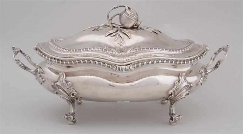 Appraisal: GEORGE III CRESTED SILVER TUREEN AND COVER Septimus James Crespell