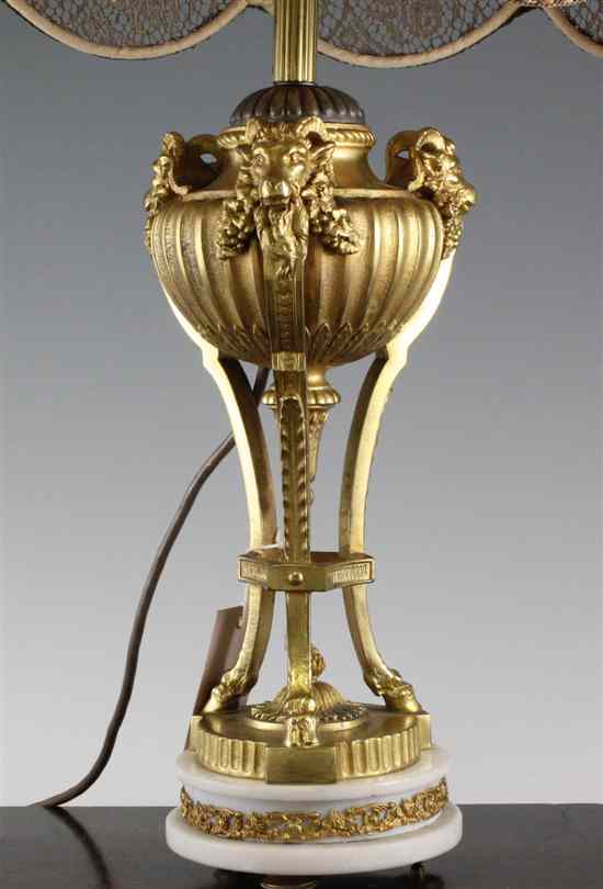 Appraisal: A late th century French ormolu table lamp modelled with