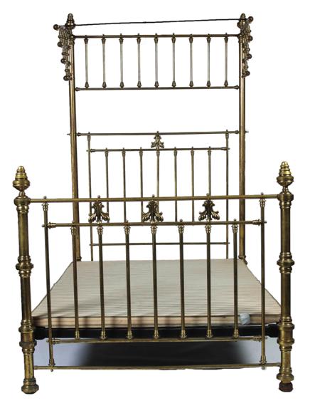 Appraisal: A th century brass framed tester double bed with vertical