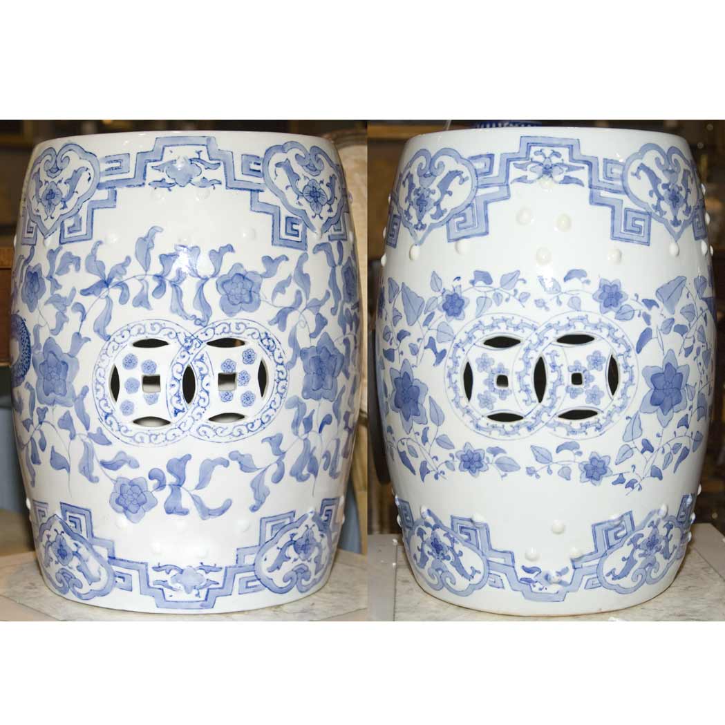 Appraisal: Two Chinese Blue and White Porcelain Garden Seats