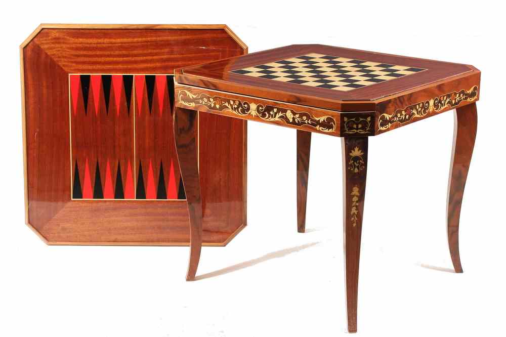 Appraisal: ITALIAN INLAID GAMING TABLE - Late th c Marquetry Inlaid