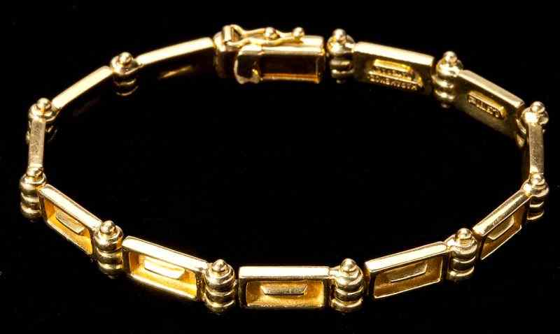 Appraisal: Gold Bar Link Bracelet Mampamenosdesigned in KT yellow gold and