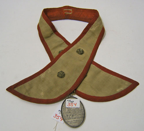 Appraisal: Cravat with a silver peace medal replicated from the Washington