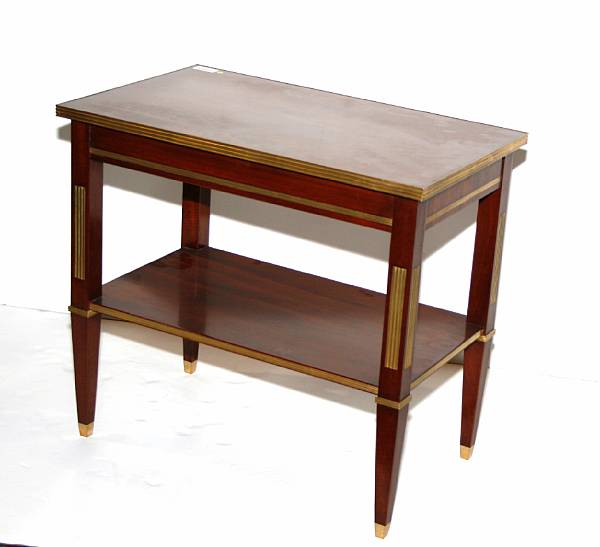 Appraisal: A Russian Neoclassical style brass mounted mahogany etagere table height