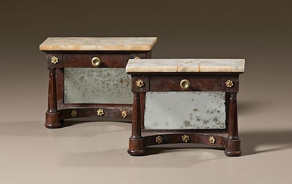 Appraisal: MINIATURE RESTAURATION CONSOLE TABLES French ca - miniature Restauration period