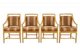 Appraisal: Four McGuire Rattan Target Dining Chairs McGuire Furniture American founded