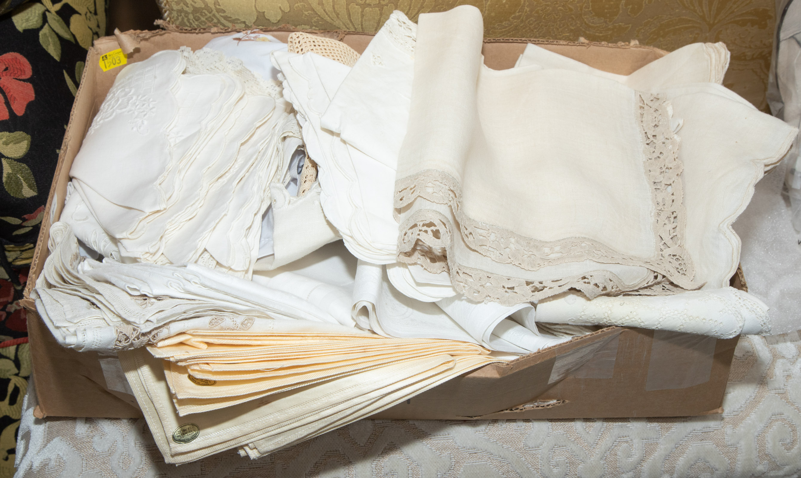 Appraisal: GROUP OF VINTAGE TABLE LINENS Including tablecloths napkins and similar