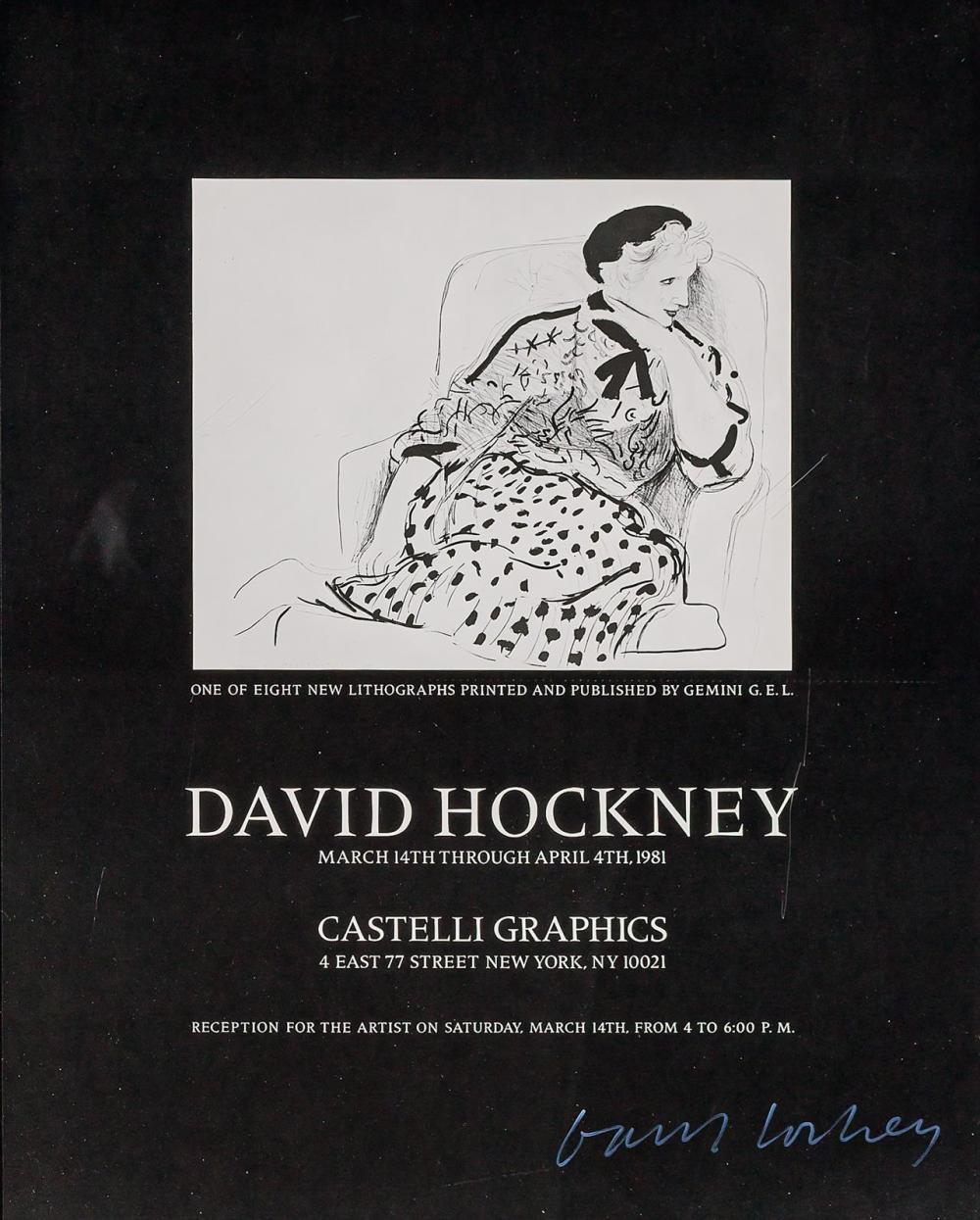 Appraisal: DAVID HOCKNEY British b Celia in an Armchair Poster for