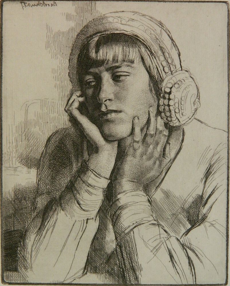 Appraisal: Gerald Brockhurst etching Gerald Brockhurst British - - ''LA Beguin