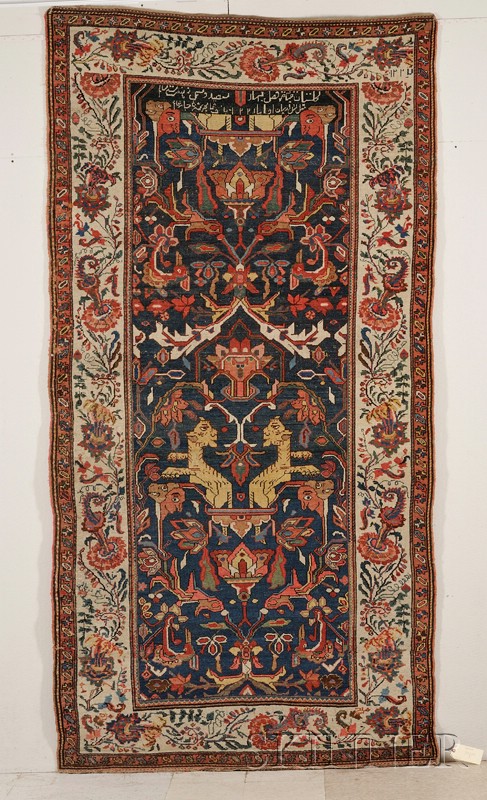 Appraisal: Bahktiari Long Rug West Persia dated small linear area of