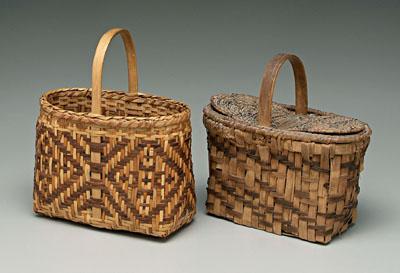 Appraisal: Two Cherokee baskets river cane shopper concentric brown and orange