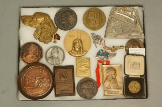 Appraisal: pc Metal Medals Advertising Dishes Collectibl pc Metal Medals Advertising