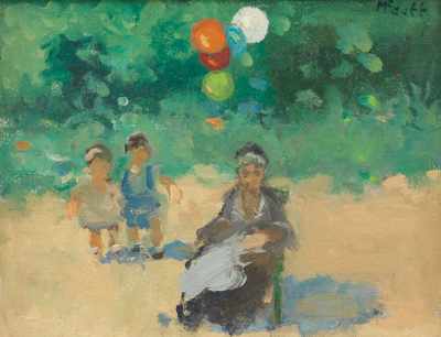 Appraisal: Frederick Hale McDuff American b Balloon lady Oil on canvas